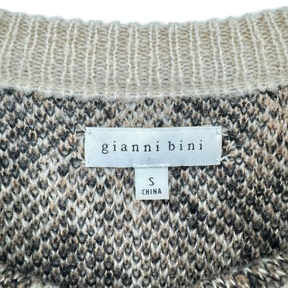 Gianni Bini Tan & Black Leopard Print Mohair Wool Blend Knit Pullover Sweater - Picture 10 of 11